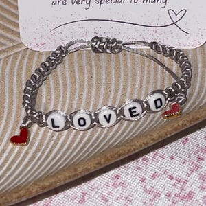 LOVED affirmation friendship bracelet style macrame knots-Jewelry with purpose-Adjustable Bracelet- Customize set- Valentine’s day Gift