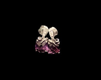 Amethyst Earrings - 10K white gold