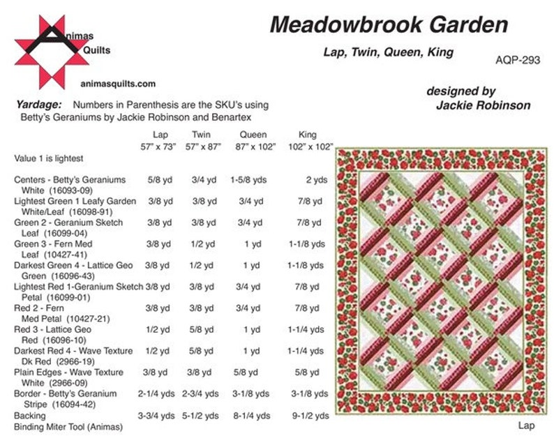 Meadowbrook Garden Quilt Pattern by Jackie Robinson Etsy