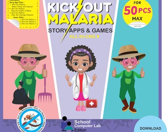 App e giochi Kick Out Malaria Story – Laboratorio informatico scolastico – Edizione per il Nord America – Per 50 PC Windows