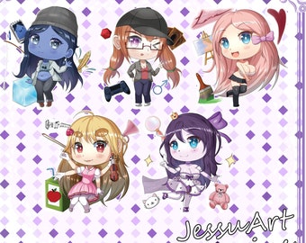 Llavero acrílico de chica anime: personajes originales de JessuArt (6,35 cm)