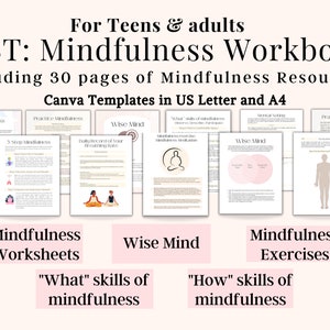 DBT Workbook, DBT skills, Therapy Worksheets for Mindfulness, Wise Mind Worksheets, DBT Skills, Coaching Worksheets for Mindfulness