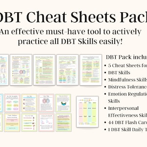 DBT Cheat Sheet, umiejętności DBT, karty DBT Flash dla nastolatków i dorosłych, codzienny tracker umiejętności DBT, pakiet DBT, zasoby DBT, samoopieka do wydrukowania