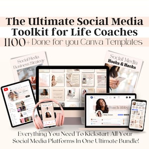 Life Coaching Instagram Templates, Social Media Templates Bundle, Life Coach Templates, Content Calendar, Business Branding Kit