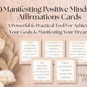 Cartes d'affirmation positive, cartes de la loi de l'attraction, épingles positives, cartes d'affirmation manifestes, cartes flash imprimables, citations sur la vie