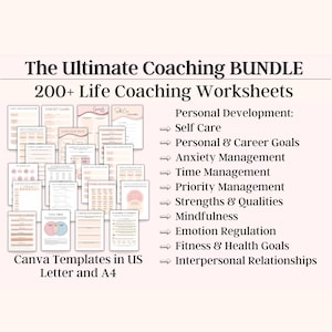 Life Coaching Workbook, Self love workbook, Life Coaching Bundle, Coaching Worksheet template, Life Coaching tools, Coaching resources