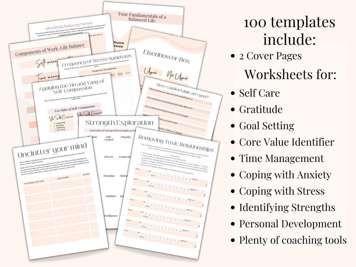 Coaching Worksheets Self Love Workbook Life Coaching - Etsy