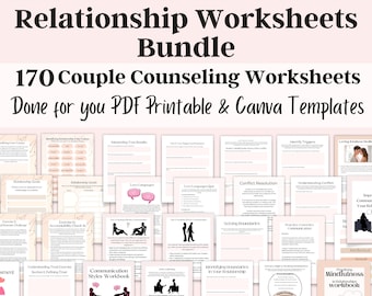 Relationship Worksheets Bundle, Couples Therapy Worksheets, Couples Counseling, Relationship Coaching Templates, Mental Health Workbook
