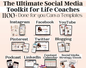 Life Coaching Instagram Templates, Social Media Templates Bundle, Life Coach Templates, Content Calendar, Business Branding Kit