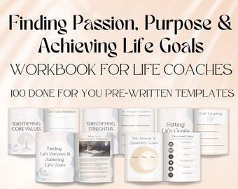 Libro de trabajo de coaching de vida para encontrar el propósito de la pasión y el establecimiento de objetivos, plantilla de hoja de trabajo de coaching, herramientas de coaching de vida, recursos de coaching