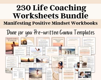 Life Coaching Worksheets, Manifestation Workbook, Mindset Coaching Templates, Manifesting Journal, Manifesting Planner, Manifestation Cards