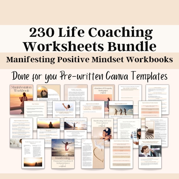 Life Coaching Worksheets, Manifestation Workbook, Mindset Coaching Templates, Manifesting Journal, Manifesting Planner, Manifestation Cards