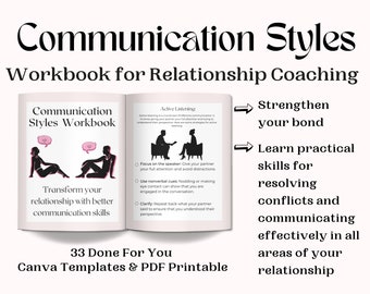 Relationship Workbook, Couples Therapy Worksheets, Couples Communication Worksheets, Couples Counseling, Relationship Coaching Templates