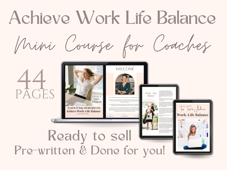 Life Coach Ebook Template for Work Life Balance, Coaching Worksheets ...