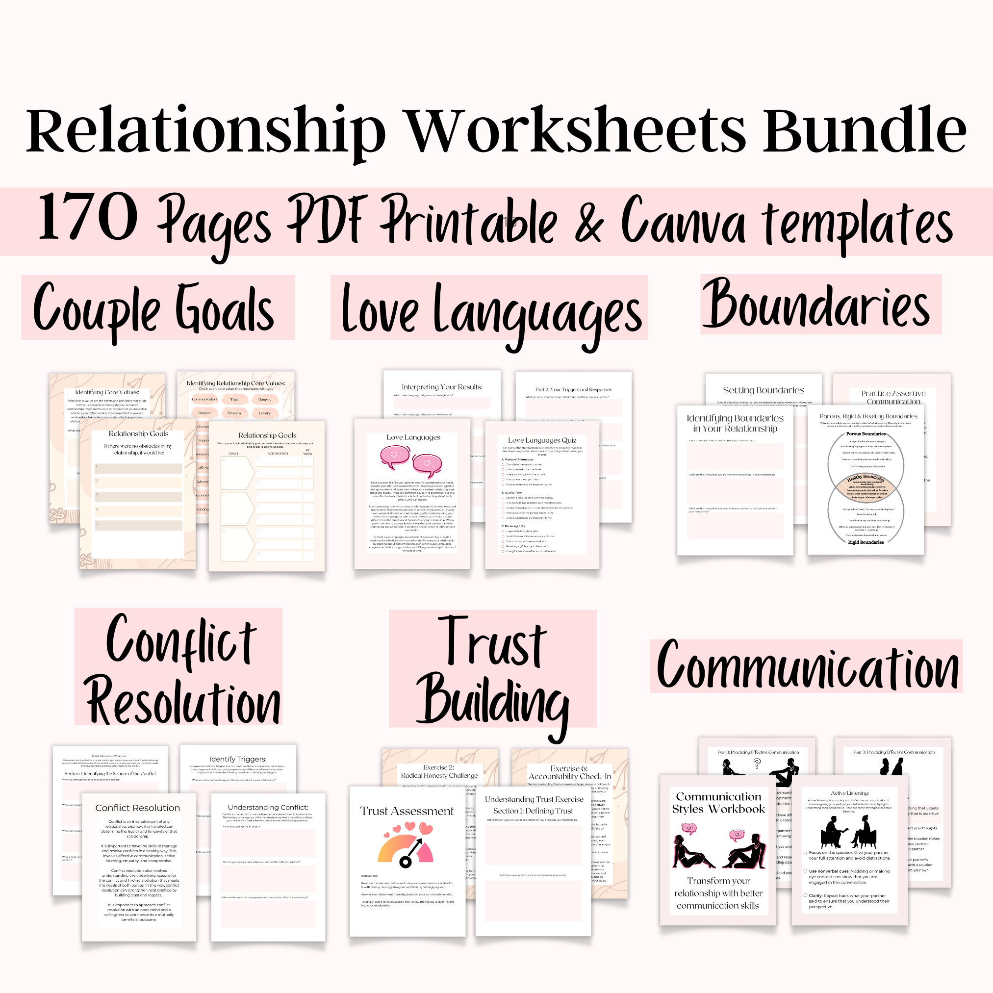 Relationship Worksheets Bundle, Couples Therapy Worksheets, Couples ...