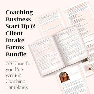 Coaching Intake Forms, Coaching Contract, Coaching Onboarding Templates, Coaching Worksheets, Business Startup Coaching Templates