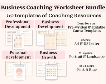 Business Coaching Workbook Template , Business Coaching Templates, Life Coaching Worksheets, Business Planner, Career Coach Workbook