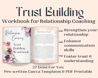 Relationship Worksheets, Couples Therapy Worksheets, Trust Building Workbook Template, Couples Counseling, Relationship Coaching Templates