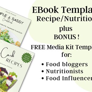 Modèle d'ebook pour recette, livre de recettes imprimable, classeur de recettes, planificateur de repas, modèle de livre de recettes pour blogueur alimentaire, ebook sur la nutrition