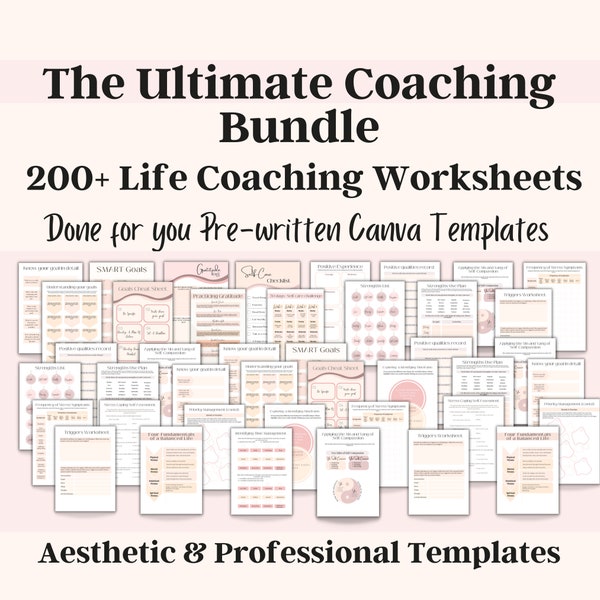 Life Coaching-werkboek, Zelfliefde-werkboek, Life Coaching-bundel, Coaching-werkbladsjabloon, Life Coaching-tools, Coachingbronnen