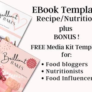 Modèle d'ebook pour recette, livre de recettes imprimable, classeur de recettes, planificateur de repas, modèle de livre de recettes pour blogueur alimentaire, ebook sur la nutrition