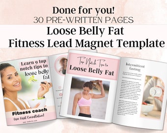 Fitness Trainer Lead Magnet templates, Workout Templates, Weight Loss and Loosing Belly Fat Tips, Fitness Ebook template