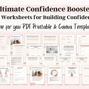 Coaching Templates for Self Confidence Workbook template, Self Esteem Coaching Worksheets, Life Coaching Workbook, Self love workbook