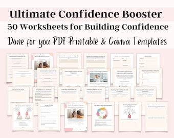 Coaching Templates for Self Confidence Workbook template, Self Esteem Coaching Worksheets, Life Coaching Workbook, Self love workbook