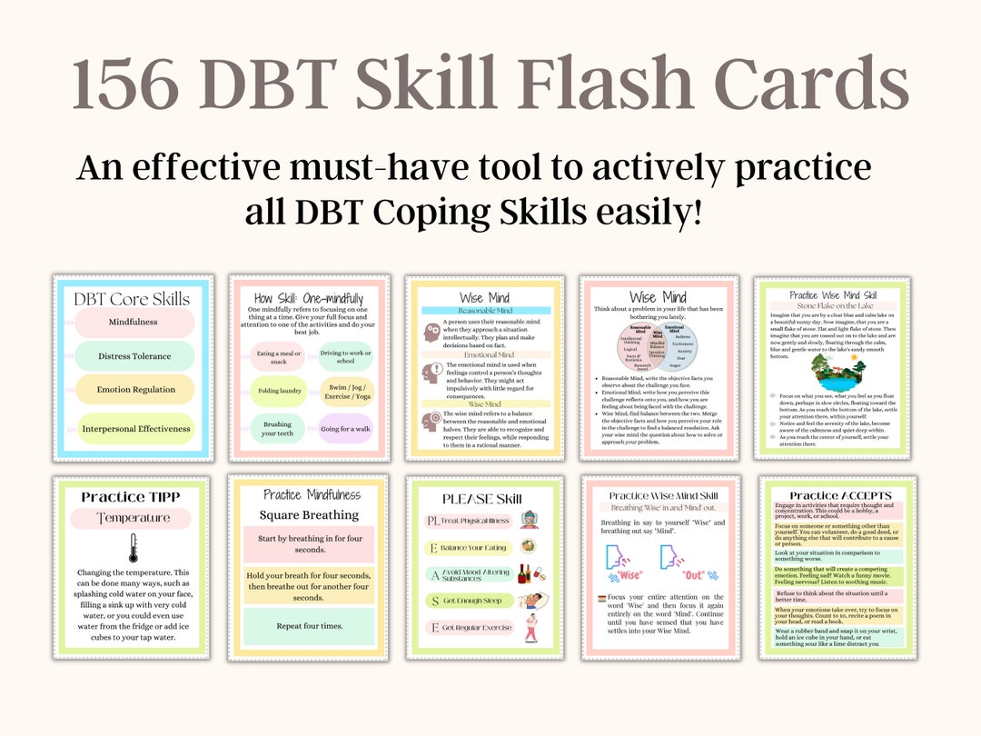 DBT Skills Cards DBT Coping Skills Flash Cards Anxiety Etsy