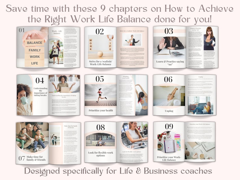 Life Coach Ebook Template for Work Life Balance, Coaching Worksheets ...