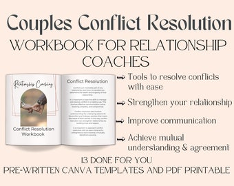Relationship Workbook, Couples Therapy Worksheets, Conflict Resolution Worksheets, Couples Counseling, Relationship Coaching Templates