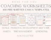 Coaching worksheets, Self love workbook, Life Coaching, Workbook template, Worksheet template canva, Life Coaching tools, Coaching resources