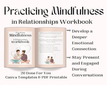 Mindfulness in Relationship Workbook, Couples Therapy, Couples Counseling, Relationship Coaching Templates, Couple Gratitude Journal