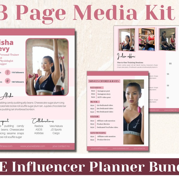 Personal Trainer Media Kit Template, Fitness Trainer Media Kit Template, Fitness Blogger Media Kit Template, Fitness Influencer Media Kit