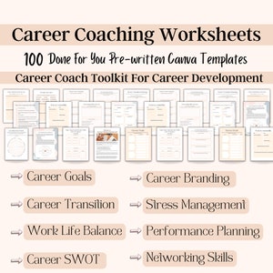 Career Coaching Templates, Career Change Workbook, Life Coaching Bundle, Career Coach Toolkit, Career Coaching Tools, Career Development