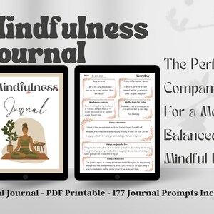 Guided Mindfulness Journal, Everyday Gratitude Journal, Mindfulness Gift To Self, Mental Health Printable Journal, Self Love Journal