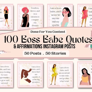 Girl Boss Instagram Templates, Social Media Templates for Boss Babe Quotes, Boss Babe Affirmations, Leadership Quotes Posts