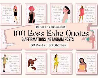 Girl Boss Instagram Templates, Social Media Templates for Boss Babe Quotes, Boss Babe Affirmations, Leadership Quotes Posts