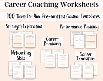Karriere-Coaching-Vorlagen, Arbeitsbuch für Berufswechsel, Lebenscoaching-Bundle, Karriere-Coach-Toolkit, Karriere-Coaching-Tools, Karriereentwicklung