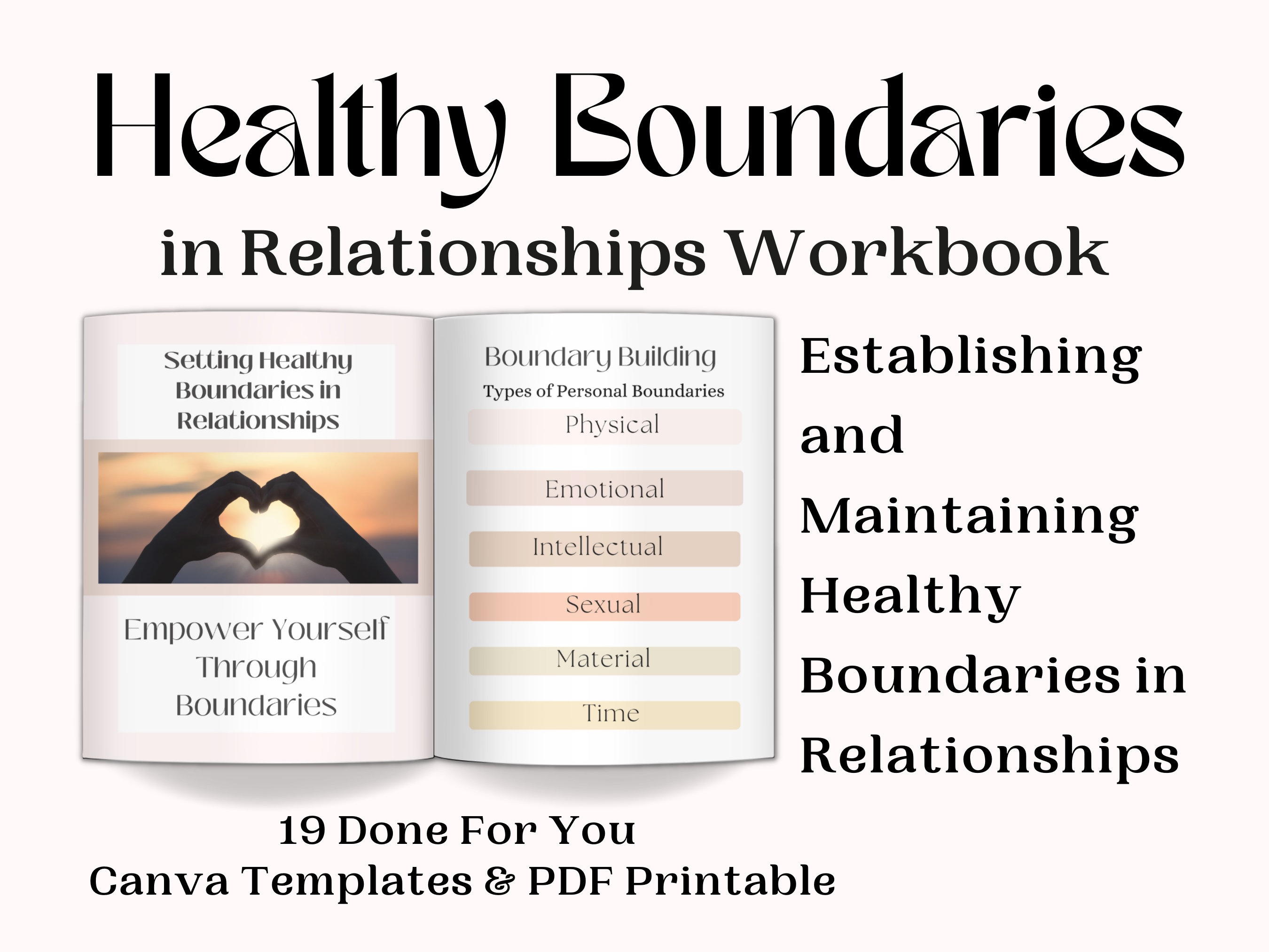 Boundary Building Relationship Workbook, Couples Therapy Worksheets, Couples Counseling, Boundary Worksheets, Coaching Templates,