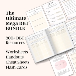 DBT Bundle, DBT Skills, DBT Workbook, Dbt Cheat sheet, Dbt Therapy worksheets, Dbt Flash cards, Dbt Wise mind, Dbt Handouts, Anxiety Coping