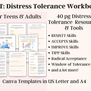 DBT-Arbeitsbuch, DBT-Bewältigungsfähigkeiten, Therapie-Arbeitsblätter für Distress-Toleranz, Fenster der Toleranz, Coaching-Arbeitsblätter für Distress-Toleranz