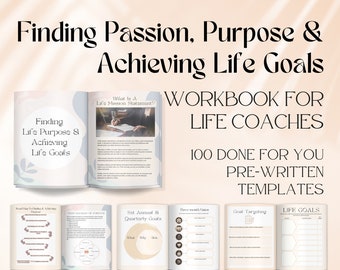 Libro de trabajo de coaching de vida para encontrar el propósito de la pasión y el establecimiento de objetivos, plantilla de hoja de trabajo de coaching, herramientas de coaching de vida, recursos de coaching