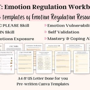 DBT Workbook, DBT skills, Therapy Worksheets for Emotion regulation, ABC Please skills, Emotion Regulation Coaching Worksheets, dbt tools
