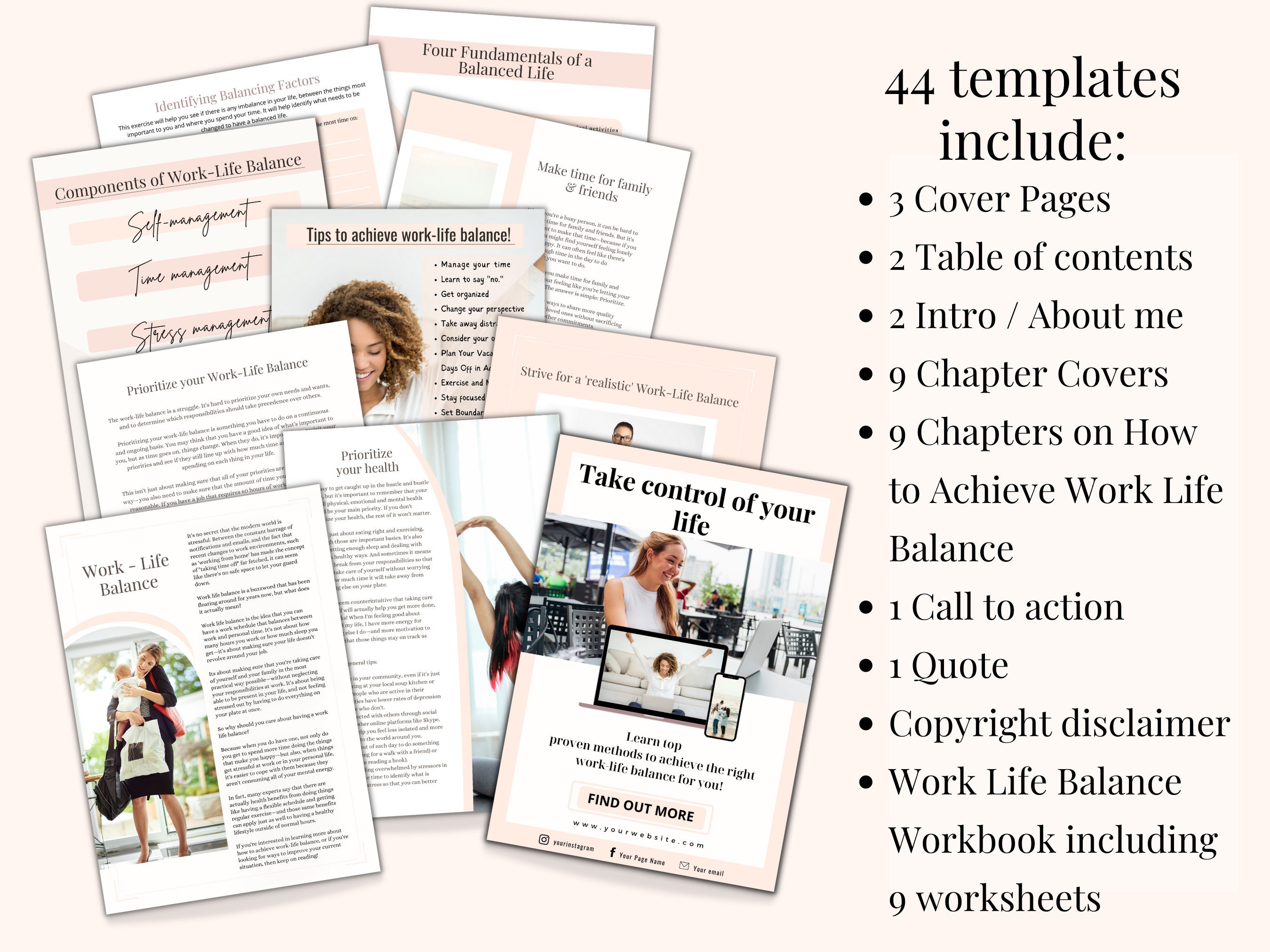 Life Coach Ebook Template for Work Life Balance, Coaching Worksheets ...