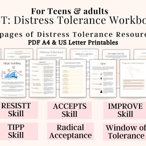 Coaching Worksheets for Distress Tolerance  , DBT coping skills, Therapy Worksheets, Window of tolerance, DBT workbook, dbt tools