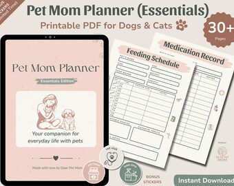 Pet Care Planner: Health Tracker, Checklists, Vet Log (PDF Download)
