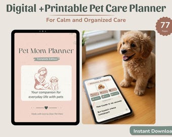 Pet Care Planner: Health Records, Checklists, Vet Log (PDF + GoodNotes)