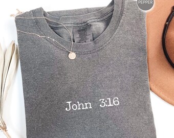 Comfort Colors John 3:16 Shirt For God So Loved the World Tshirt Jesus Easter T-shirt Bible Verse Tee  Christian Gift Religious CC17.319