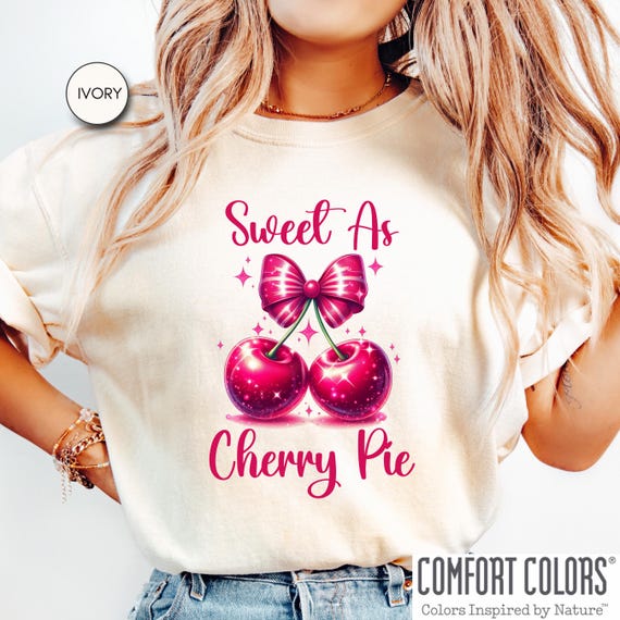 Comfort Colors Cherry T-Shirt Sweet as Cherry Pie Shirt Vintage Cherry Shirt Cherries Coquette Bow Tee  Cherries Tee Aesthetic CC17.290